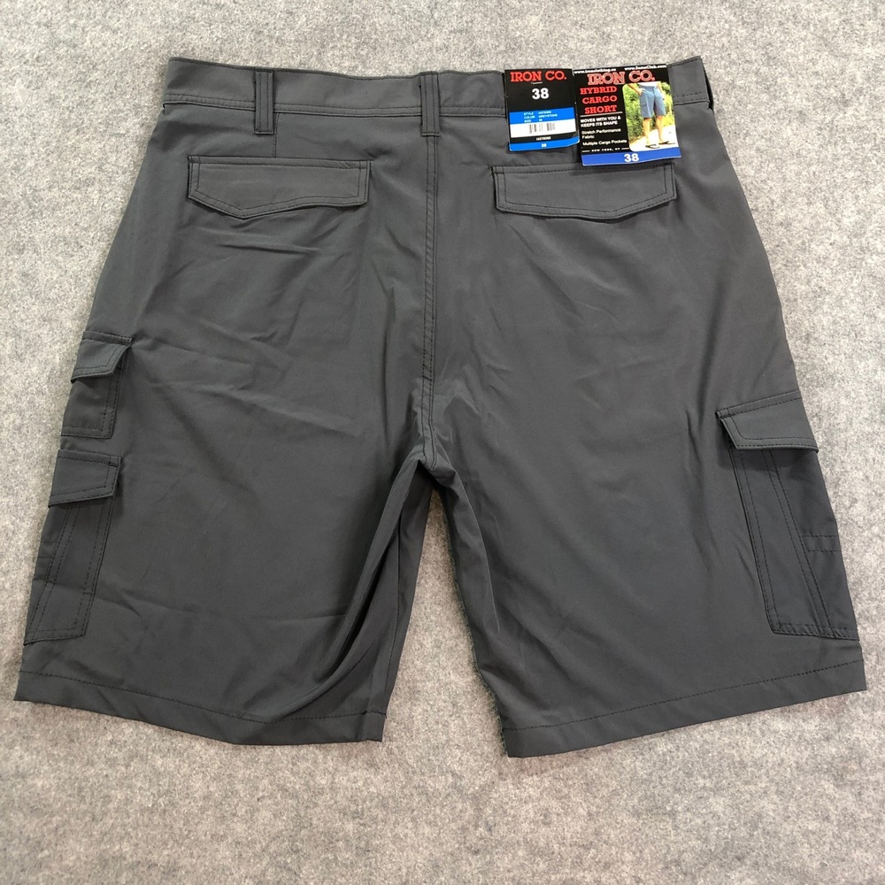 NEW Iron Co. Hybrid Cargo Shorts Mens 38x10 Greystone Stretch Performance